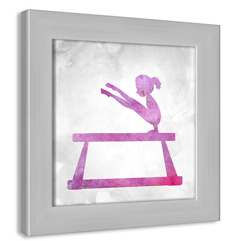 Gymnastique 3, impression sur papier, H 18 po x l 18 po x P 0,63 po, Encadré en argent non brossé