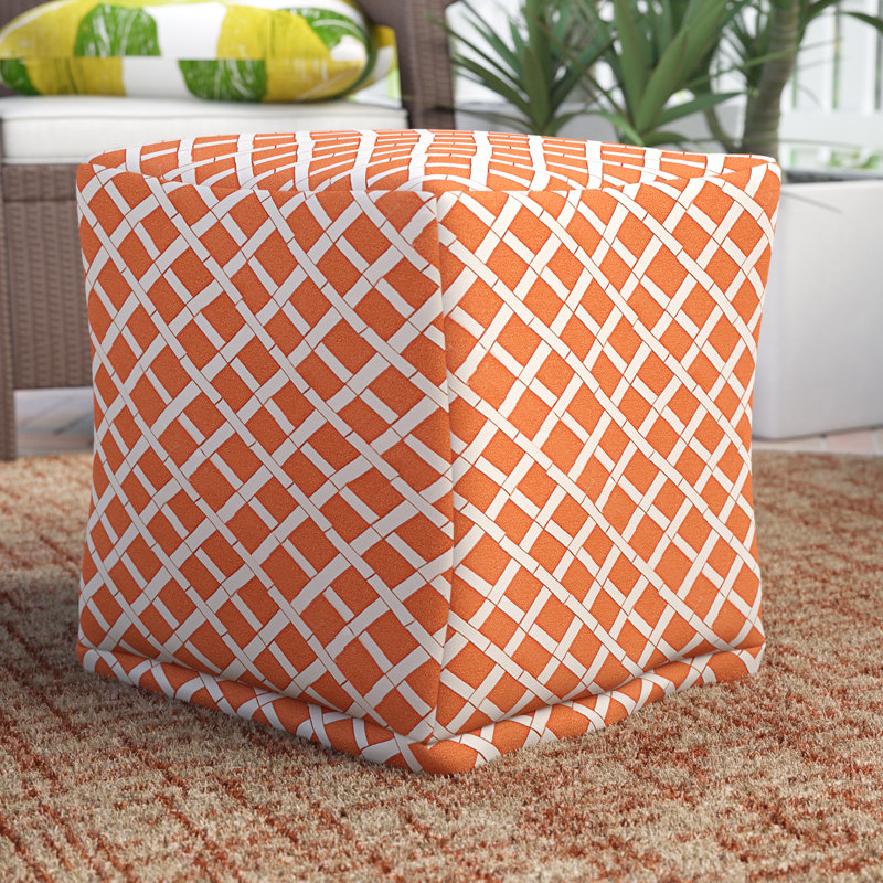 Petit repose-pieds d'extérieur avec coussin Gilbertown, Orange brûlé