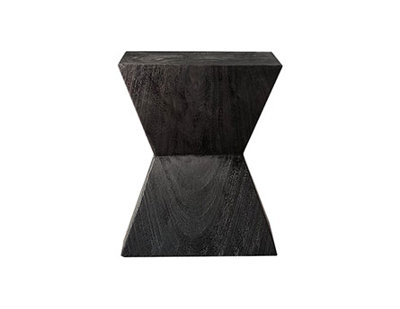 Suar Wood Double Trapezoid Stool, Ebony