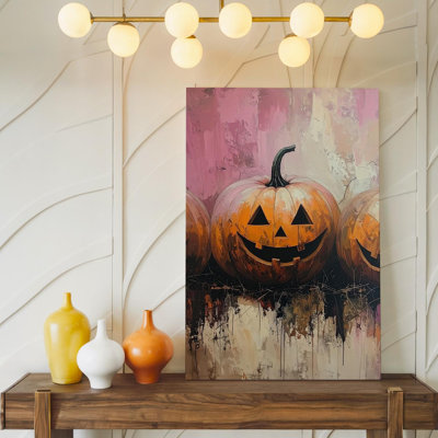 Toile art mural Jack O Lantern trio fantaisiste, art urbain urbain prêt à accrocher