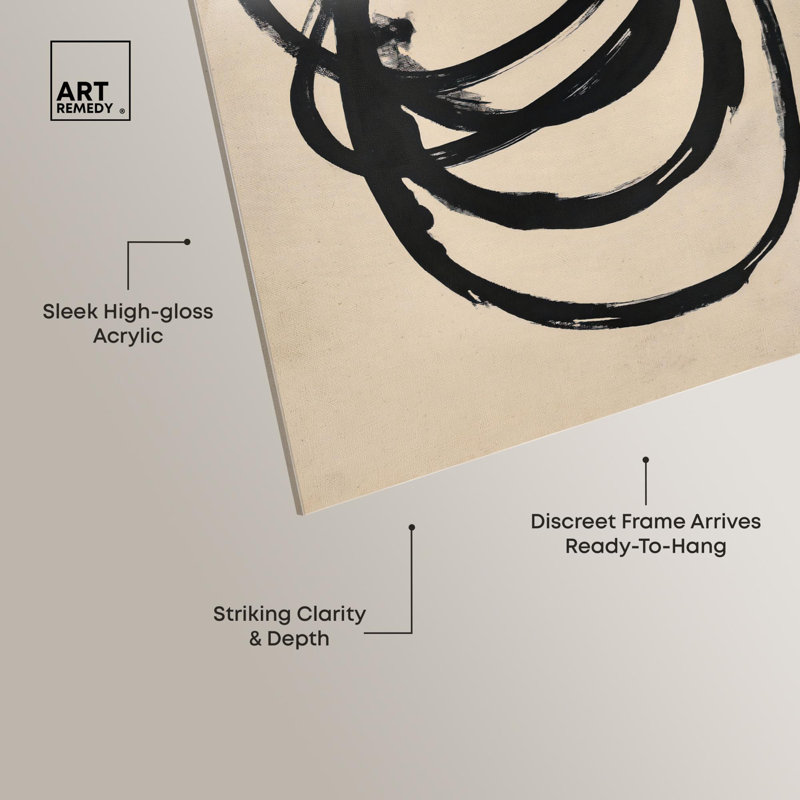 Décoration murale en ligne noire II par Art Remedy, prête à être suspendue, H 15 po x l 10 po