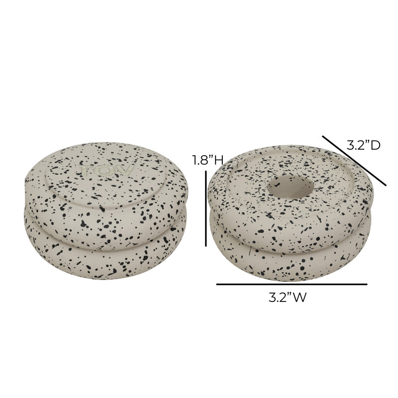 Gabby Stacking Candle Holder In Speckled Cream - Set Of 2, Cream