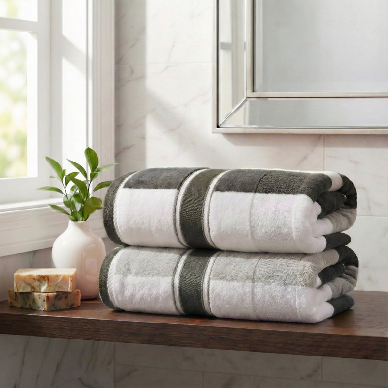 2-Piece Towel Set - 35x70in Extra Large Bath Towels - 500 GSM 100% Cotton Bathroom Accessories - Absorbent Bath Sheets for Shower, Gym, Spa, and Dorm Room by Lavish Home (Gray)