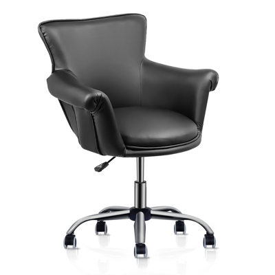 Gwinner Adjustable Height Office Chair, Modern Rolling Armchair, Upholstered Vanity Chair with Wheel by Red Barrel Studio