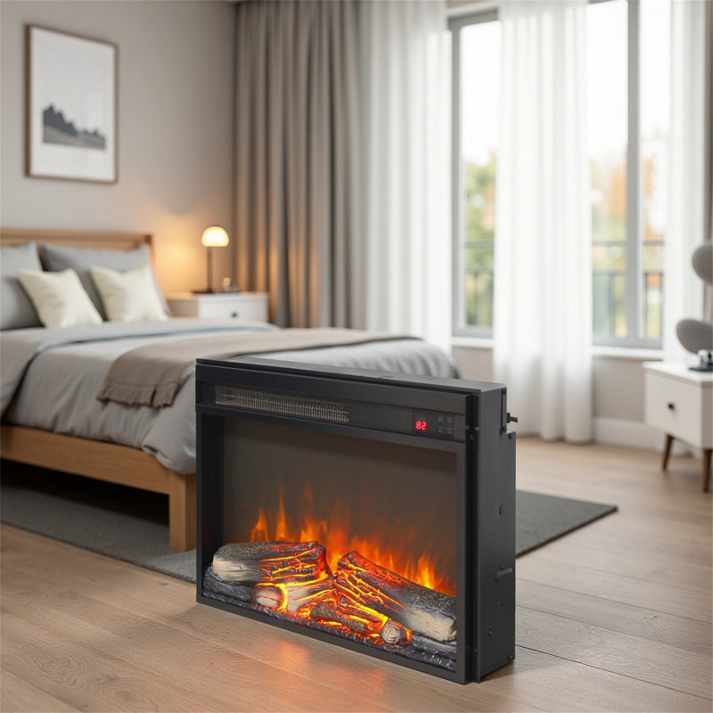 Foyer électrique autoportant télécommandé avec effet de flamme 3D, H 17,4 po x l 23,9 po x P 4,9 po