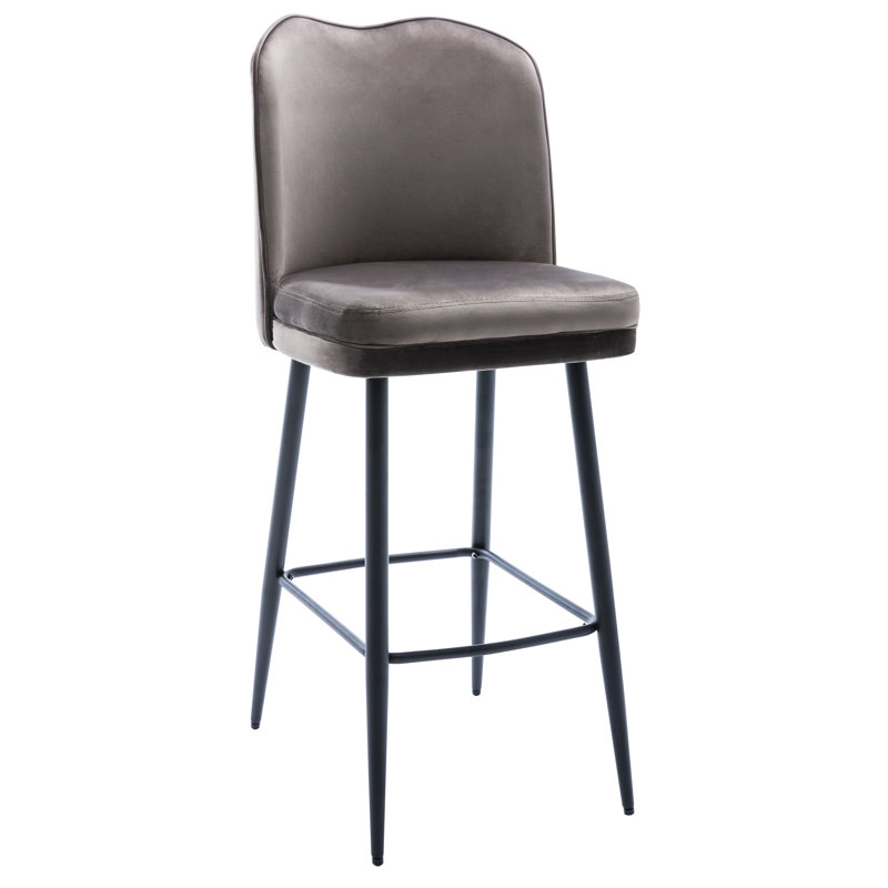 Henline Upholstered Counter Stool with Metal Frame, Grey