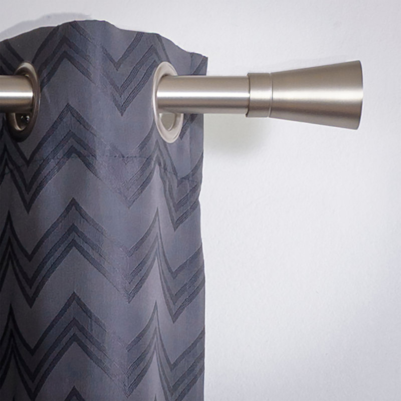 Linea Single Curtain Rod, 3" H x 120" W x 6" D, Stainless