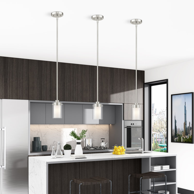 Luminaire suspendu cylindrique simple Edene, Nickel brossé