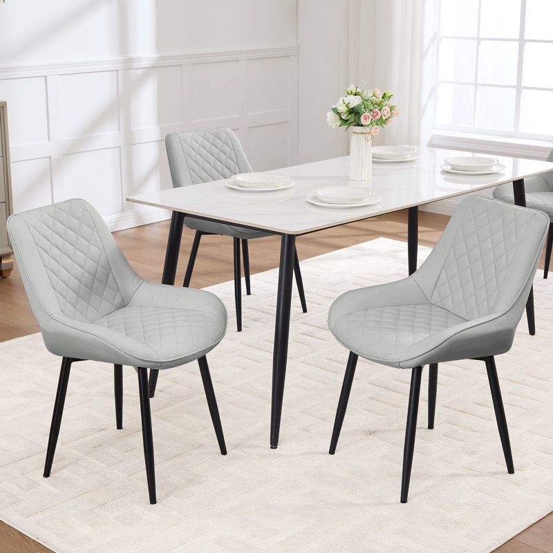 Chaise rembourrée en similicuir, Gris clair