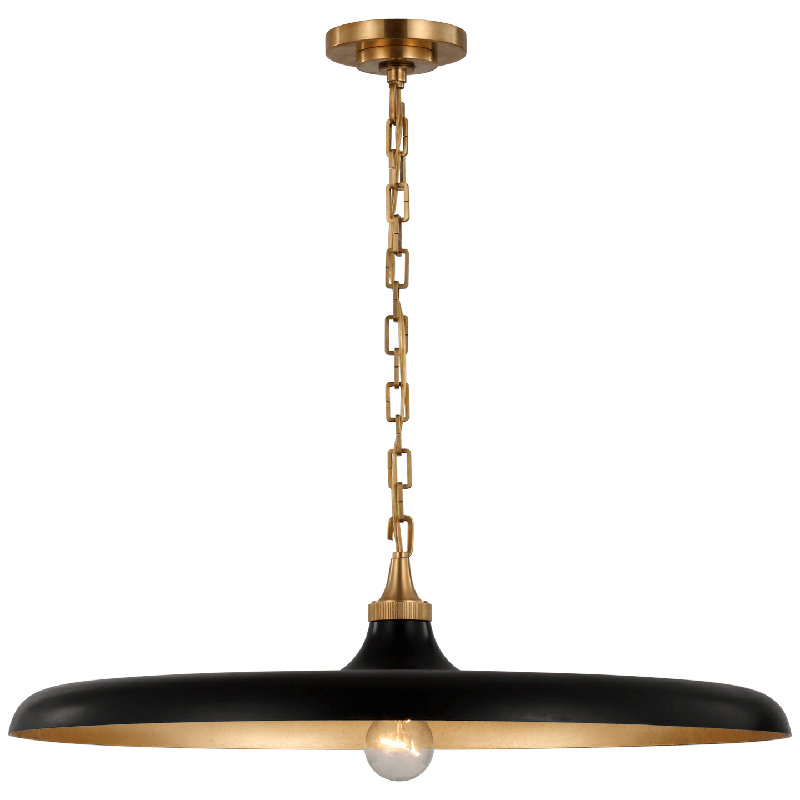 Thomas O'Brien Piatto Pendant, Antique Brass, Aged Iron, 7" H x 24" W x 24" D