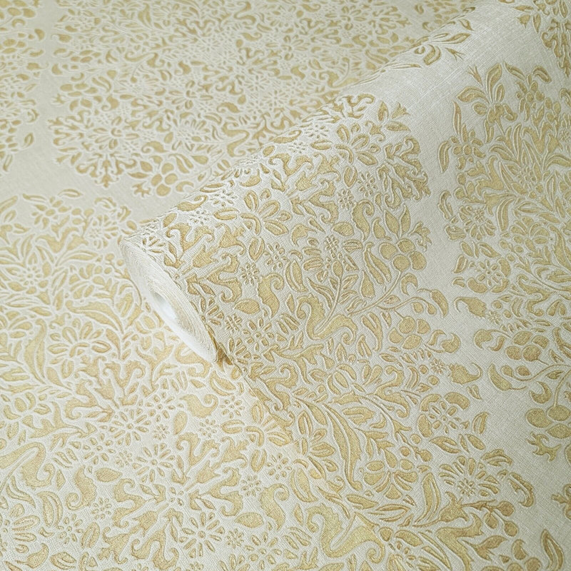 Rouleau de papier peint Larinda, Doré / crème