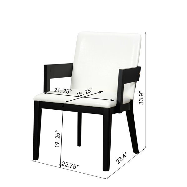 Latitude Run® Pu Walnut Wood Frame Dining Chairs With White Glossy ...