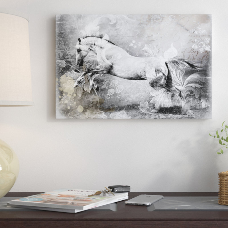 " White Horse " by GraphINC, 26" H x 40" W x 1.5" D, Wrapped Canvas