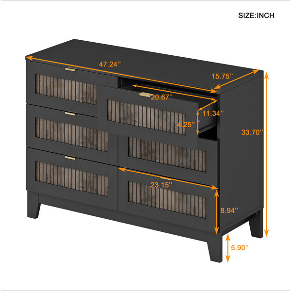 Ophelia & Co. Rustic Farmhouse Style Wooden Dresser With 6 Drawers ...