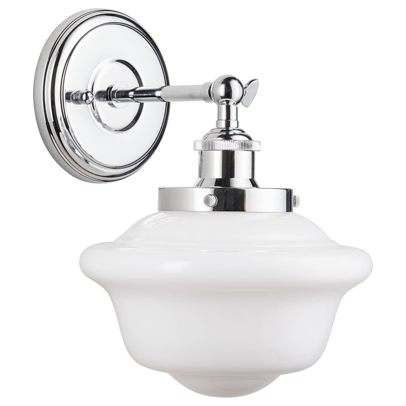 Sille Dimmable LED Bath Sconce, Polished Chrome, Milk