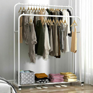 Clothes Rail Two Tier Heavy Duty Garment Hanging Rack Portable