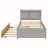 Twin Bed with Trundle,Bookcase,Grey