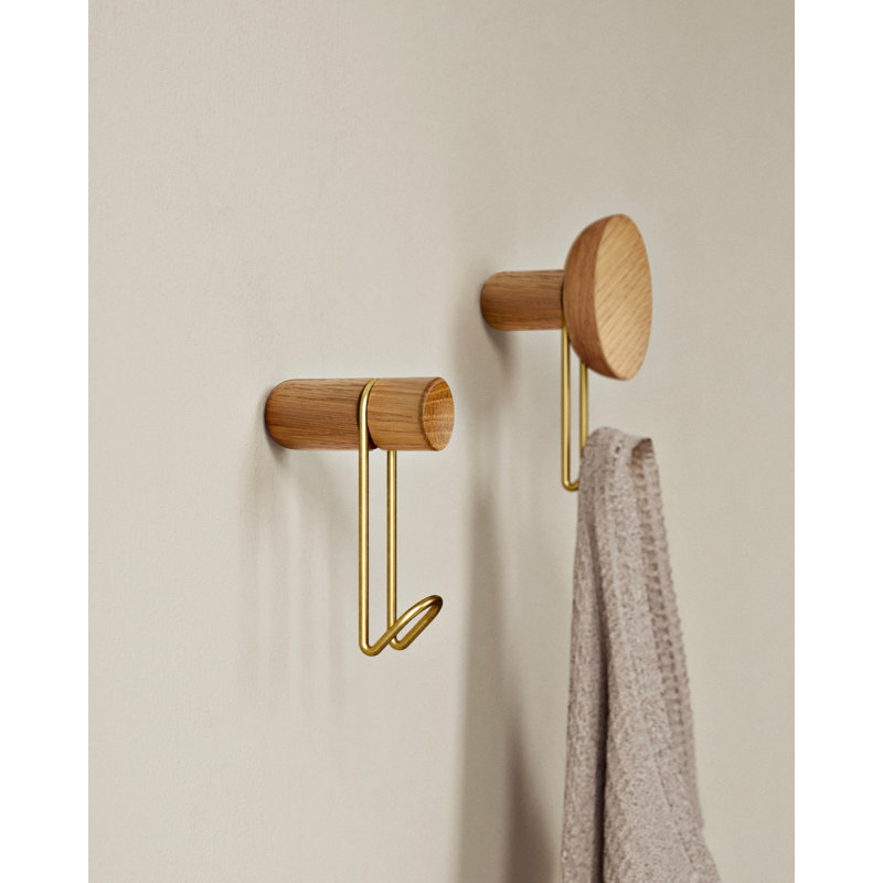 Around Wall Hanger (Small), Oak/Satin Brass