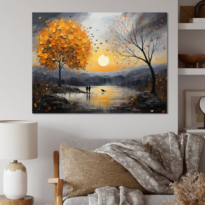 Romantic Landscape Melting Hearts III - Romantic Landscape Wall Decor, H 12 po x l 20 po x P 1 po, Toile tendue