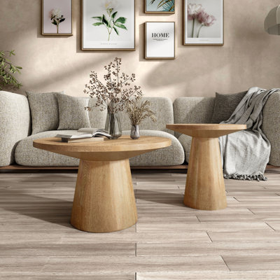 Astromeritis 2-Piece Round Pedestal Coffee Table Set