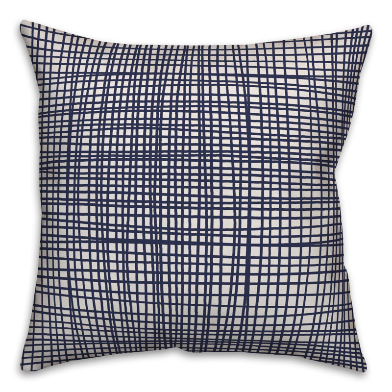  Housse et insert de coussin carré Tally, 18 po x 18 po, Carreaux bleu marine