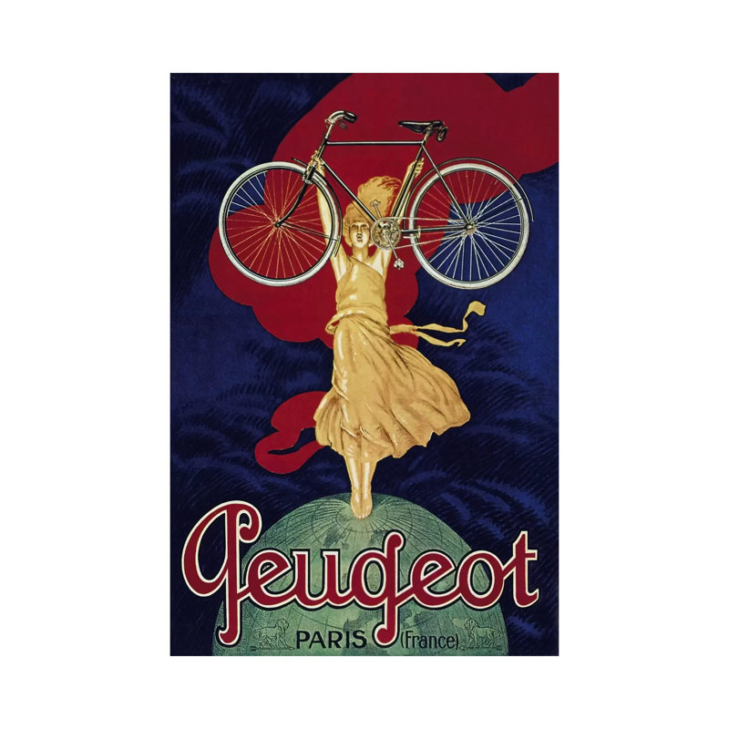 Peugeot Bicycle Advertising Vintage Poster - Wrapped Canvas Print, 66.04 cm H x 45.72 cm W x 3.175 cm D