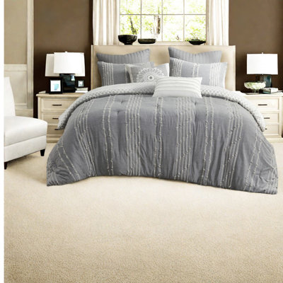 Ensembles de literie en jacquard de coton gris moderne, grand édredon pour chambre à coucher