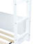 Lit simple superposé au-dessus du plancher, bois d'hévéa blanc avec garde-corps et têtes de lit-968732886