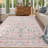 Washable Boho Floral Area Rug 8x10 ft -  Soft Low Pile Rug with Non-Slip Backing for Living Room, Bedroom-1582325576-1582325580