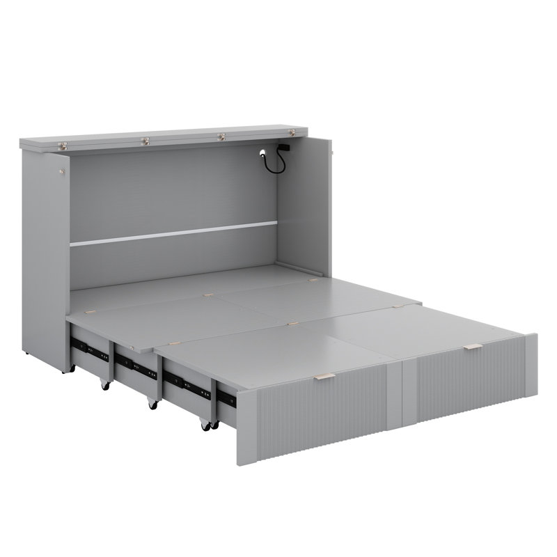 Murphy Bed With Drawer And A Set Of Sockets & USB Ports, Pulley Structure Design