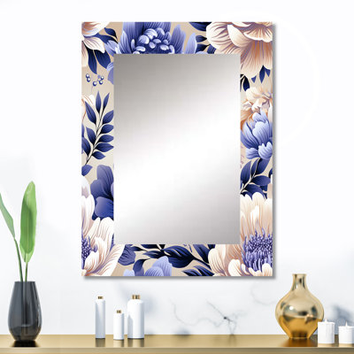 Zeidan Purple Persian Paisleys - Paisley  Mirror, Paisley, Floral Unique Wall Mirror, Printed Metal Art