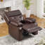 Ensemble de salon inclinable électrique 3 pièces: 2 chaises simples en cuir fleur + causeuse avec port USB, porte-gobelets et console de rangement-1769172853