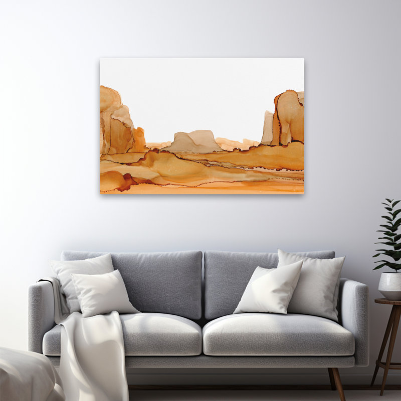 «Brownscape I» - Art abstrait abstrait à l'encre brune, H 36 po x l 48 po