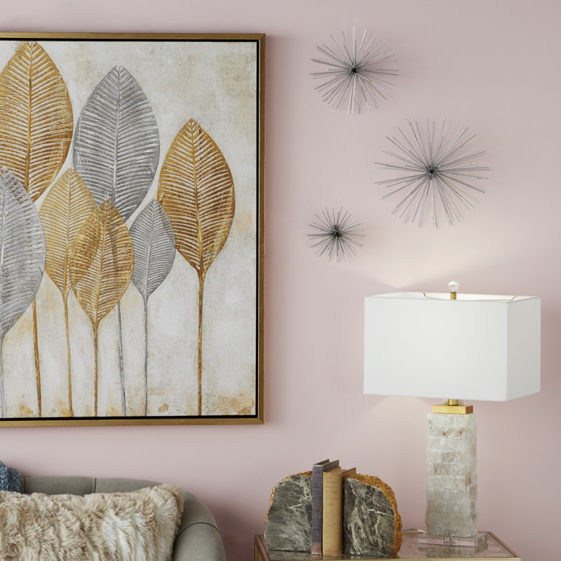 Ensemble de décoration murale en métal 3D Long Spike Starburst Home, Argent
