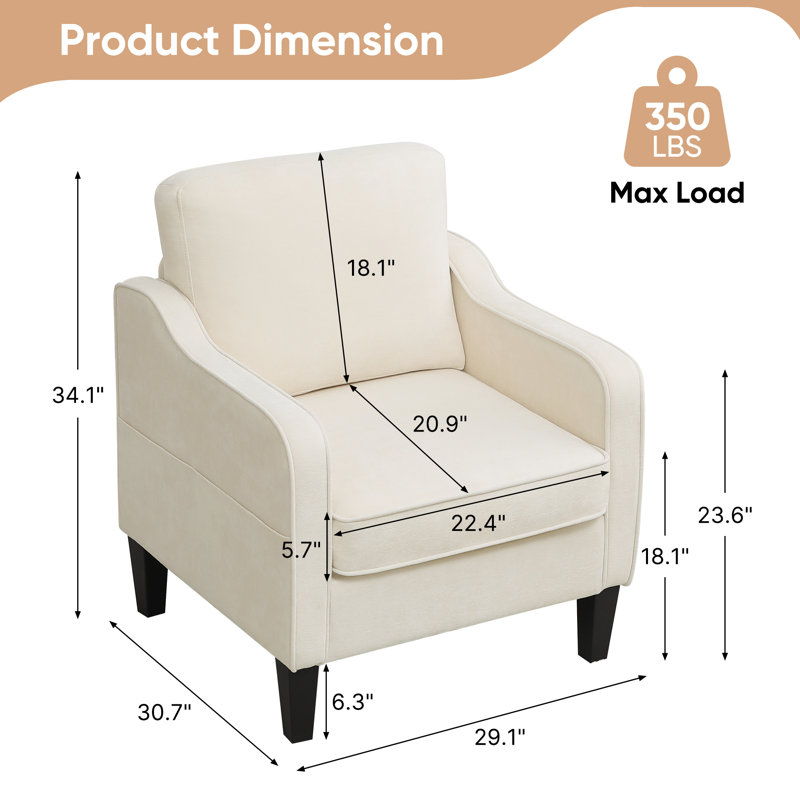 Mid-Century Accent Chairs Featuring Removable Cushions, Beige