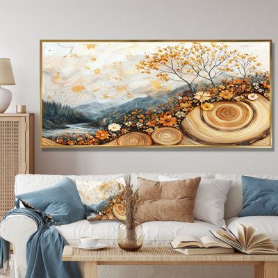Germut fleurs d'automne brunes sur glissades sur bois II - Art mural fleurs sauvages
