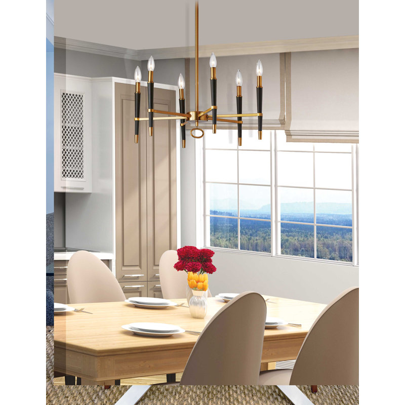 Lustre classique style bougie 6 lumières Langford, Or