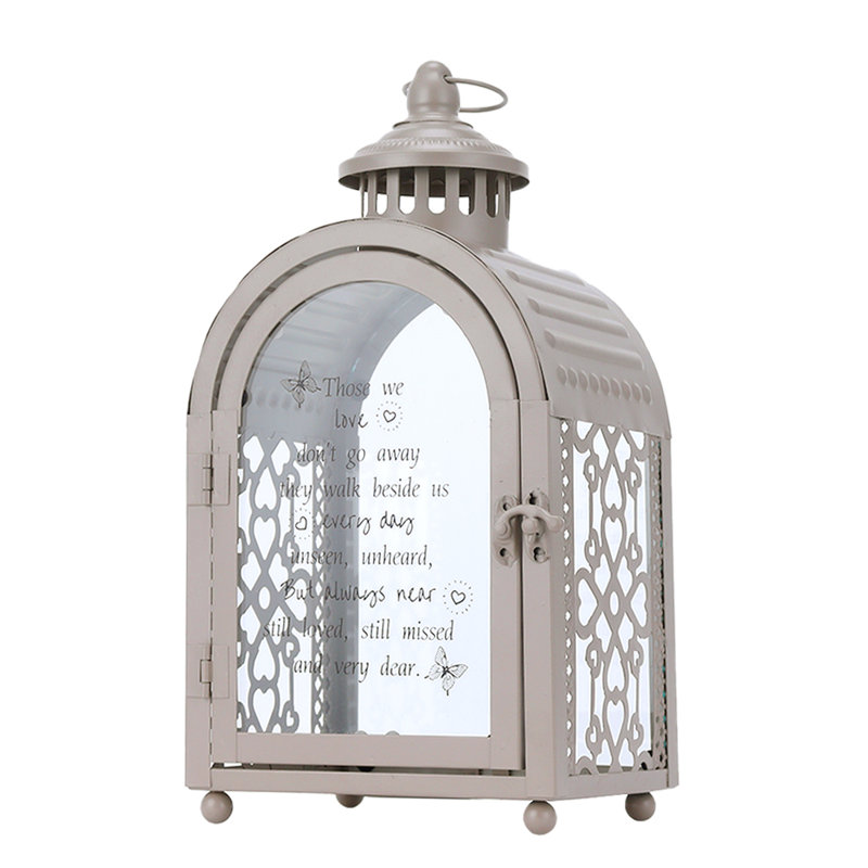 Trinx 11''H Memorial Remembrance Lantern with Commemorative Poems, Grey