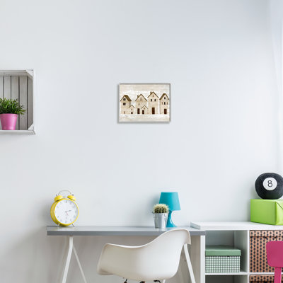 «Rustic Neighbours maisons», impression encadrée sur bois