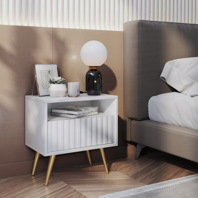 Hodgskin 47cm W Manufactured Wood Bedside Table