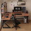 Bureau rectangulaire en bois massif brun noisette-998758769-998758774