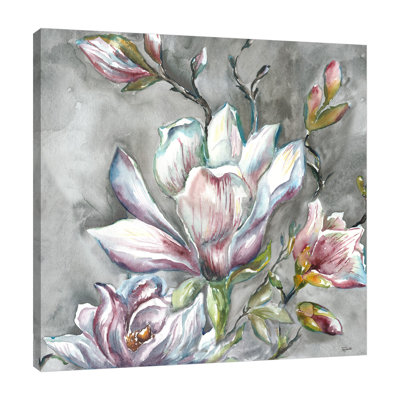 Magnolia On Light Grey by Tre Sorelle Studios - Wrapped Canvas Print