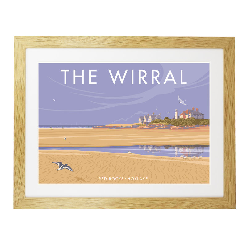 Redrocks Wirral - Print, 30cm H x 40cm W x 3cm D, Oak Framed