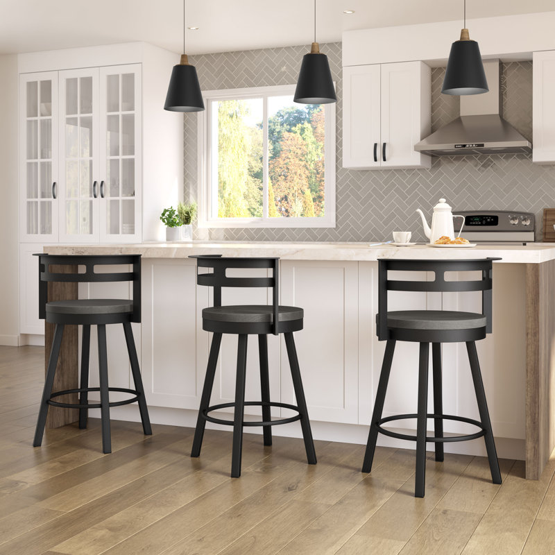 Talia Swivel Counter & Bar Stool, Counter Stool (25.5" Seat Height), Gray, Black