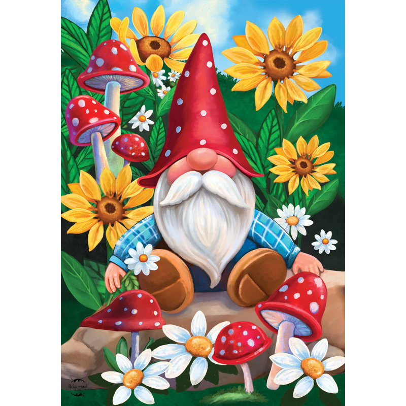 Drapeau de jardin gnome et jardin