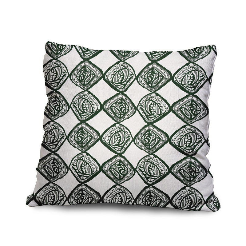 Geometric Reversible Throw Pillow, 20" x 20", Dark Green