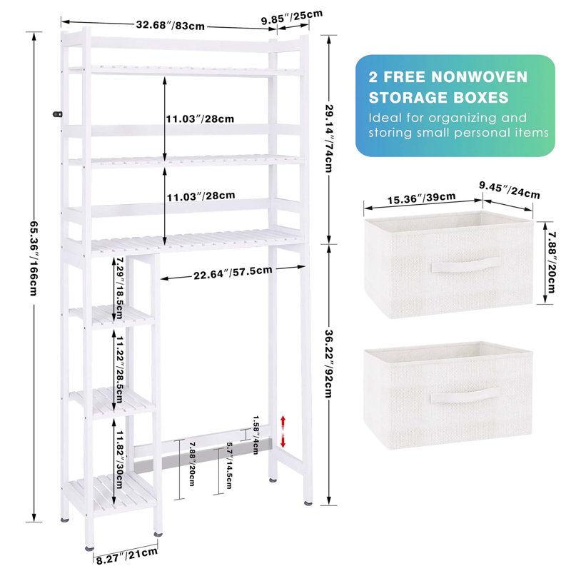 Aadhith Bamboo Over The Toilet Storage, White