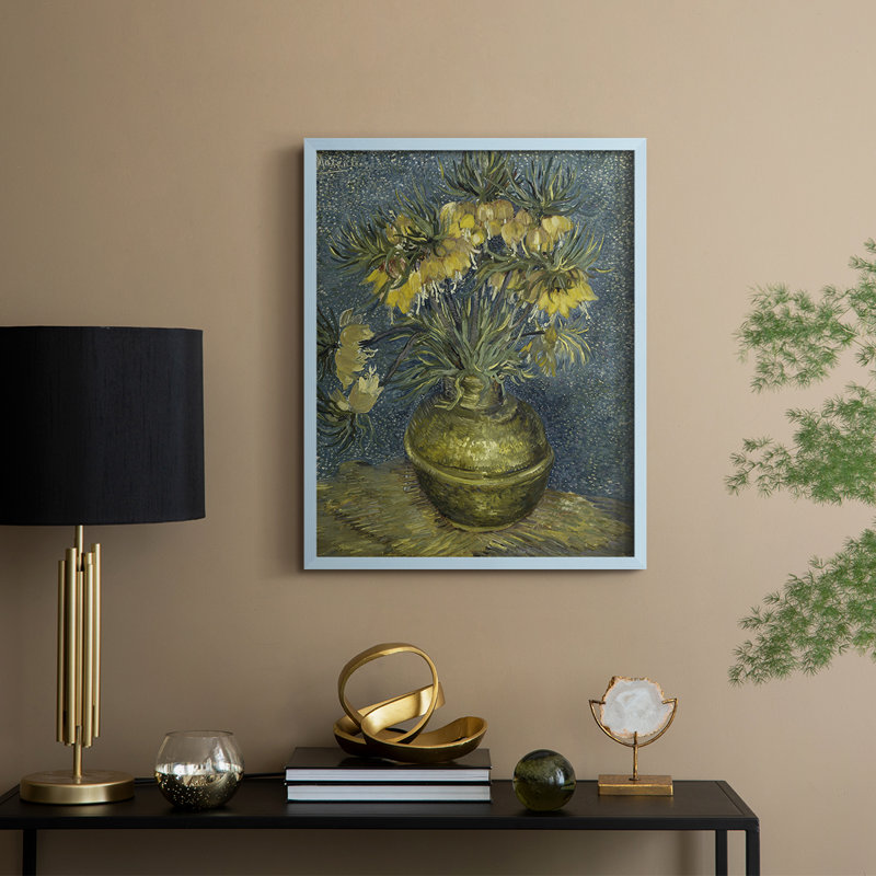 «Vintage Floral Print», impression encadrée CCLI - bois massif, H 15 po x l 12 po, Bleu