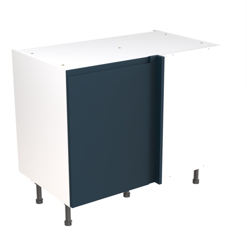KitchenKit Flatpack J Pull Matt Base Unit Blind Corner, 87cm H x 100cm W x 57cm D, Indigo Blue