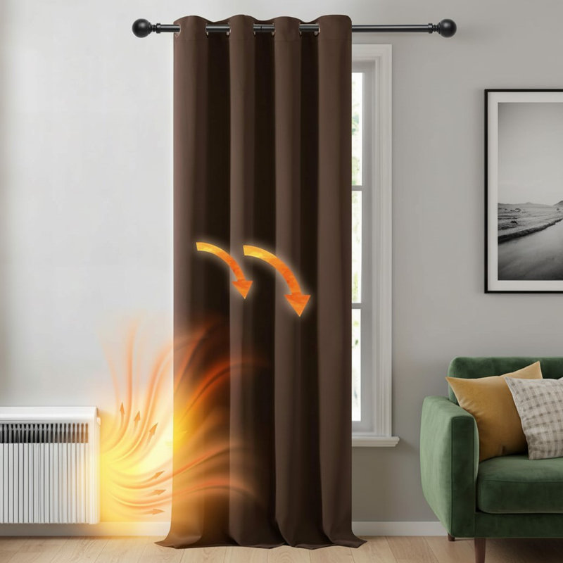 Blackout Single Curtain Panel, Brown